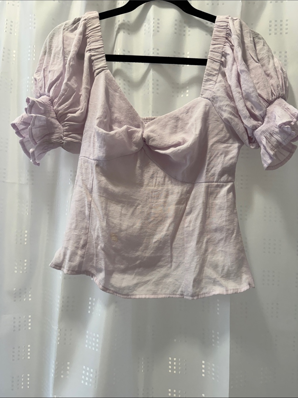 Nine West Lavender Off-Shoulder Bow Front Blouse